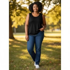 Torrid Womens Plus Size 4 Black Sleeveless Knit Sweater Tank Top Crew Neck Basic